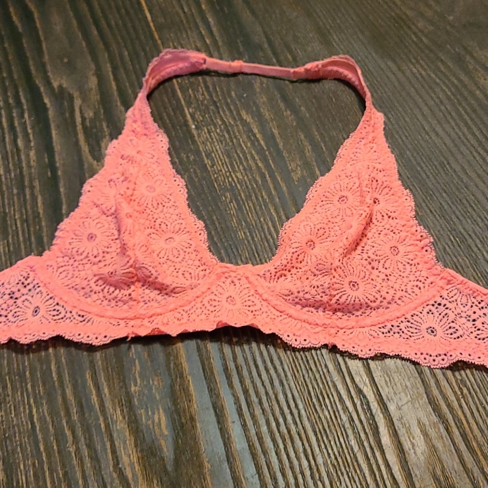 Aerie coral pink lace bralette 32C